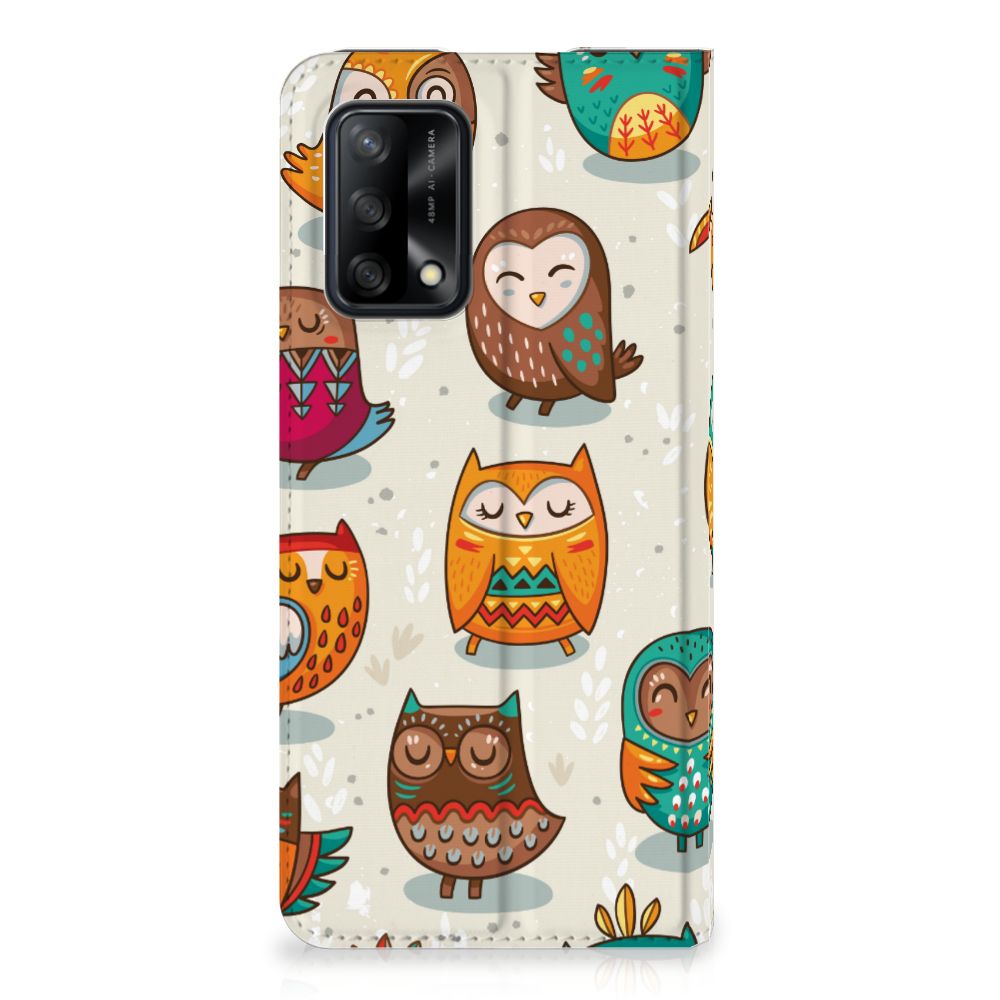 OPPO A74 4G Hoesje maken Vrolijke Uilen - B2C Telecom