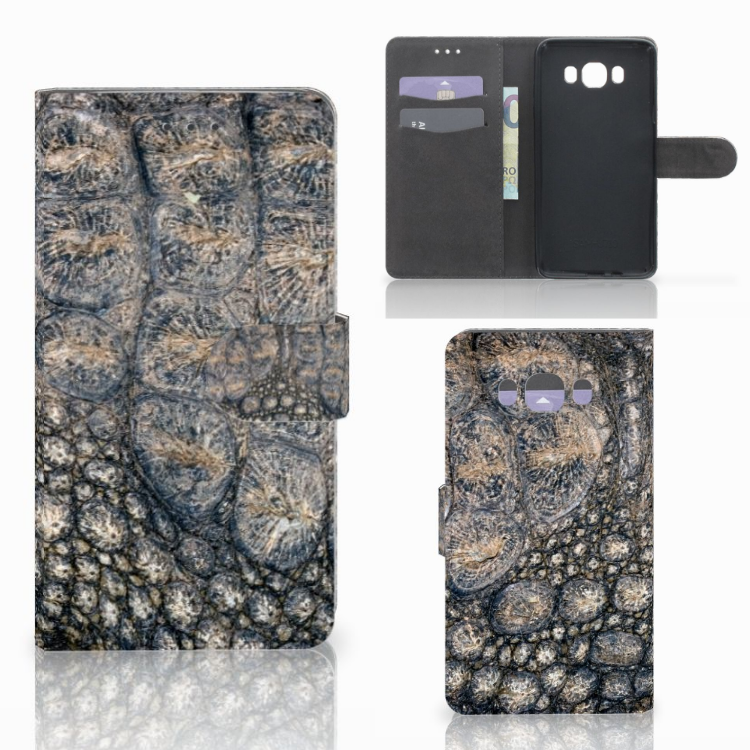 Samsung Galaxy J7 2016 Telefoonhoesje met Pasjes Krokodillenprint