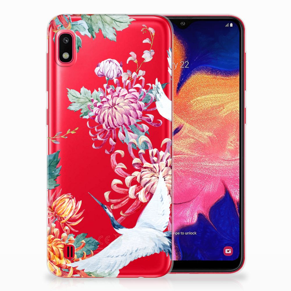 Samsung Galaxy A10 TPU Hoesje Bird Flowers