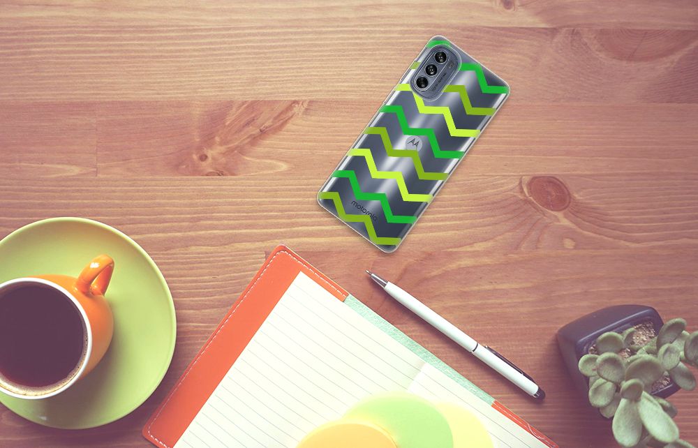 Motorola Moto G62 5G TPU bumper Zigzag Groen B2C Telecom