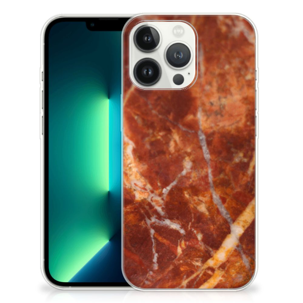 iPhone 13 Pro Max TPU Siliconen Hoesje Marmer Bruin B2C Telecom