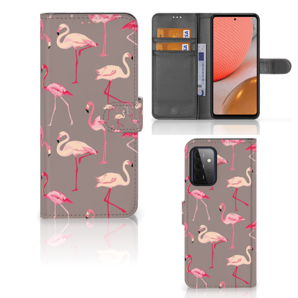 Samsung Galaxy A72 Telefoonhoesje met Pasjes Flamingo