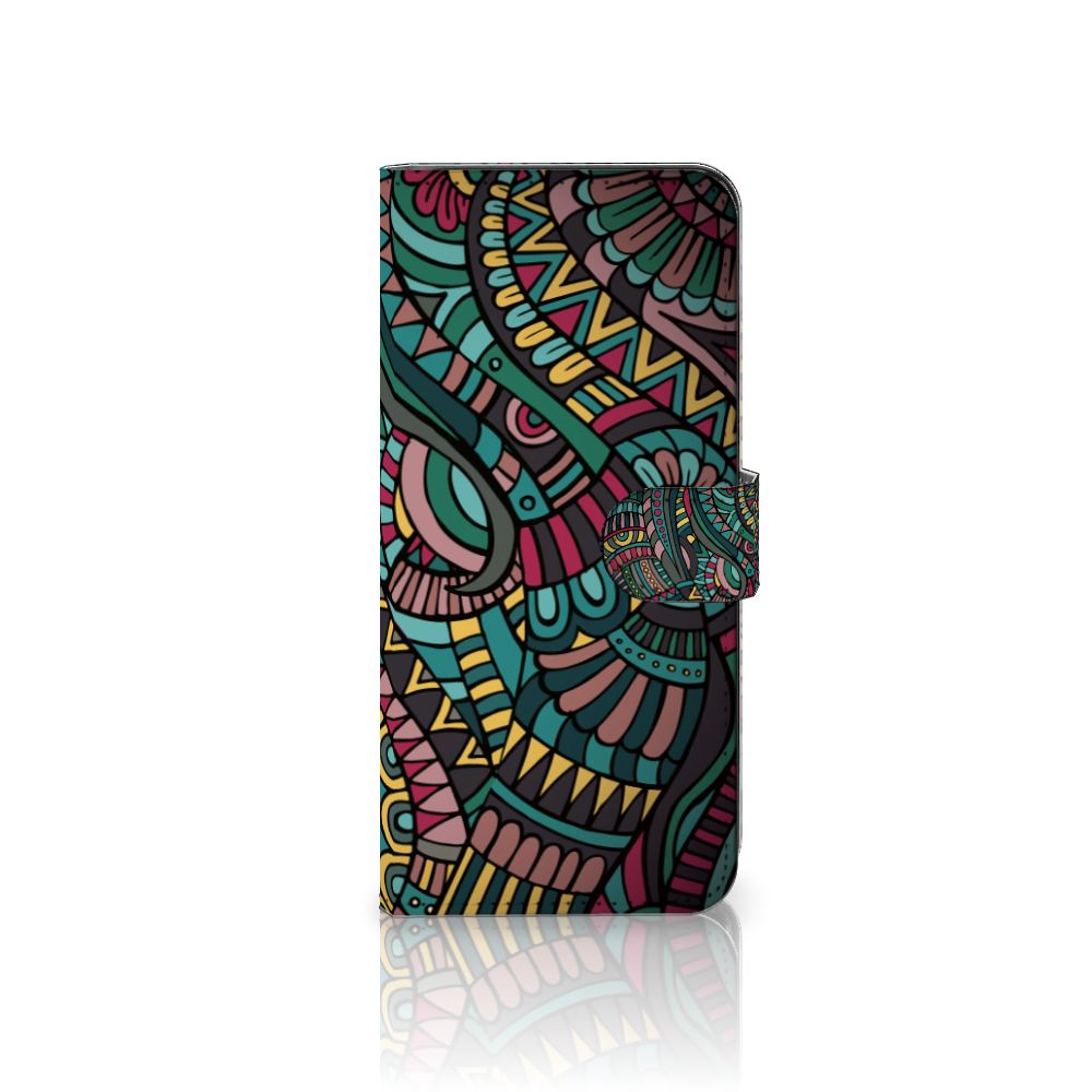 Samsung Galaxy A14 4G Telefoon Hoesje Aztec met unieke kleurige print en ruimte voor pasjes.