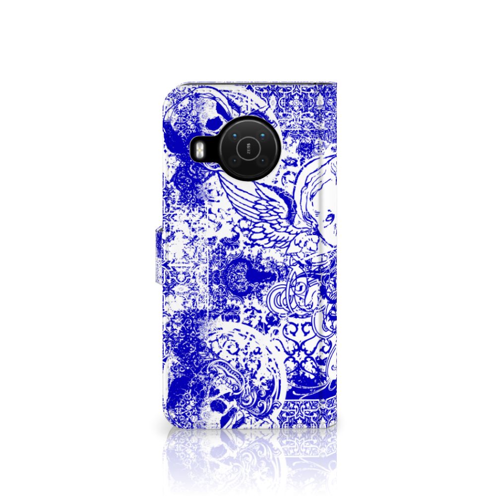 Telefoonhoesje met Naam Nokia X10 | Nokia X20 Angel Skull Blauw