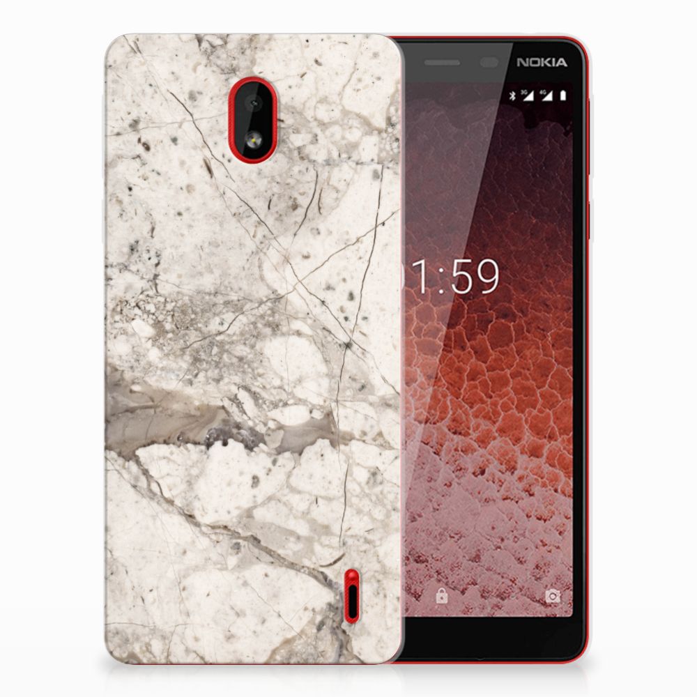 Nokia 1 Plus TPU Siliconen Hoesje Marmer Beige