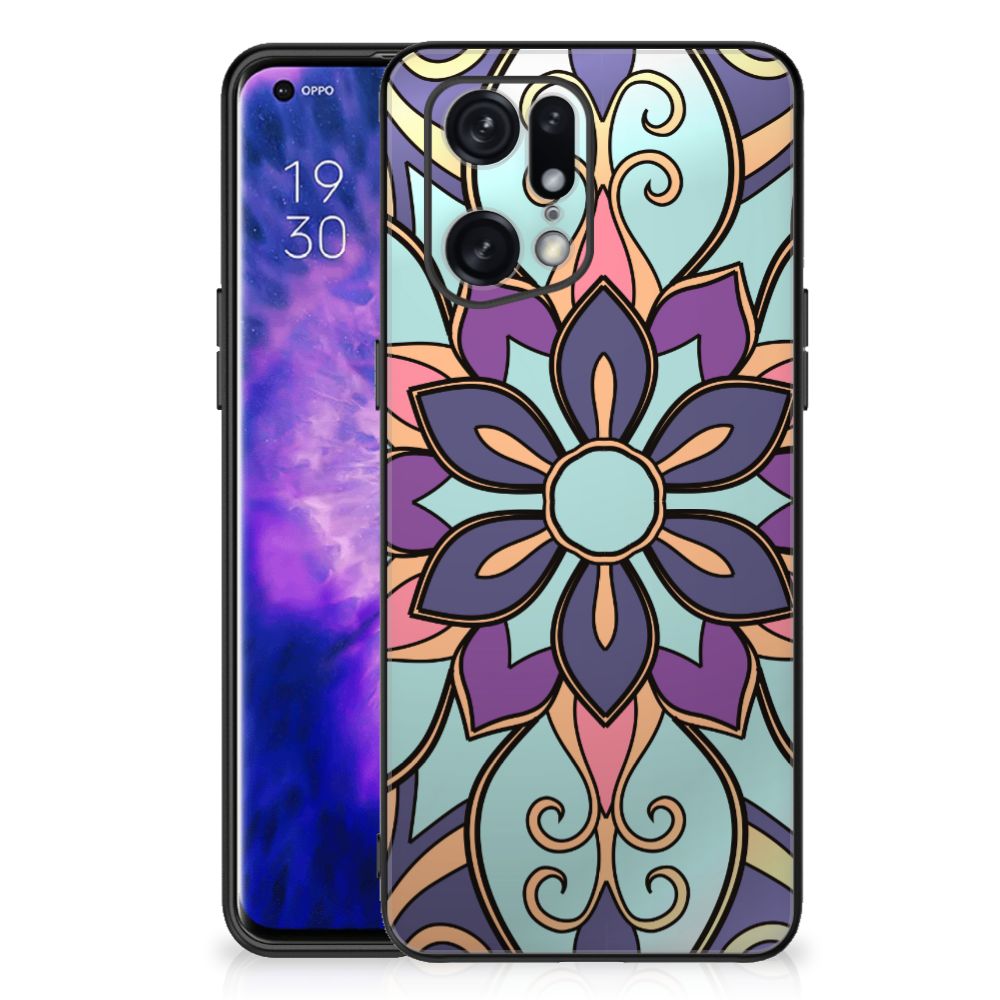 OPPO Find X5 Pro Bloemen Hoesje Purple Flower