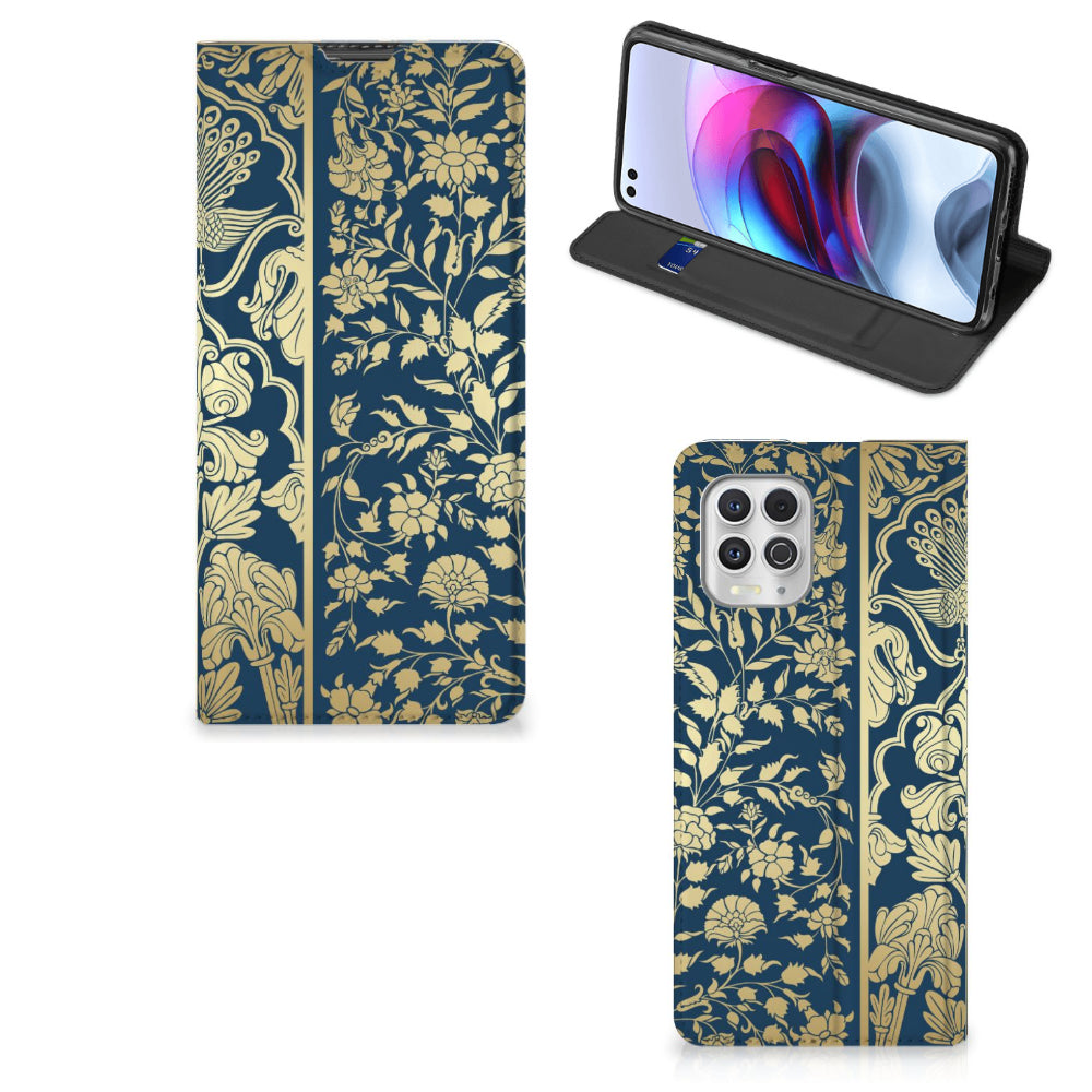 Motorola Moto G100 Smart Cover Beige Flowers