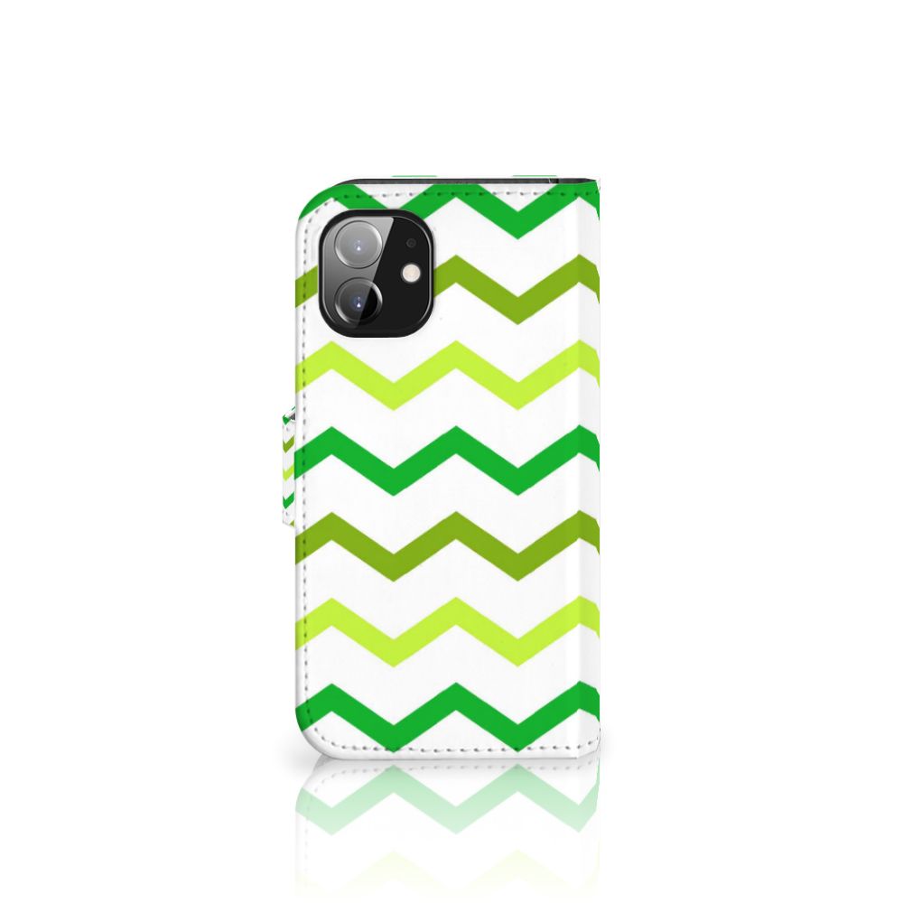 Apple iPhone 12 Mini Telefoon Hoesje Zigzag Groen