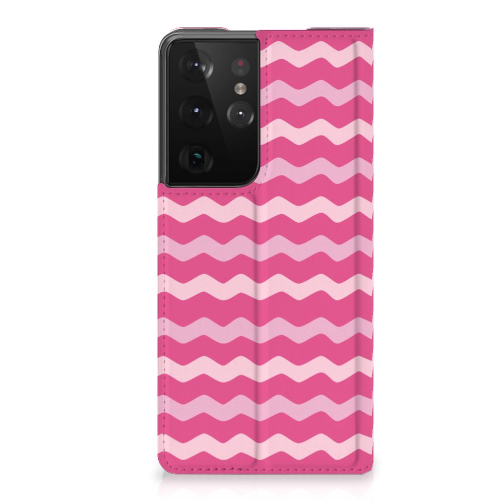 Samsung Galaxy S21 Ultra Hoesje met Magneet Waves Pink - B2C Telecom