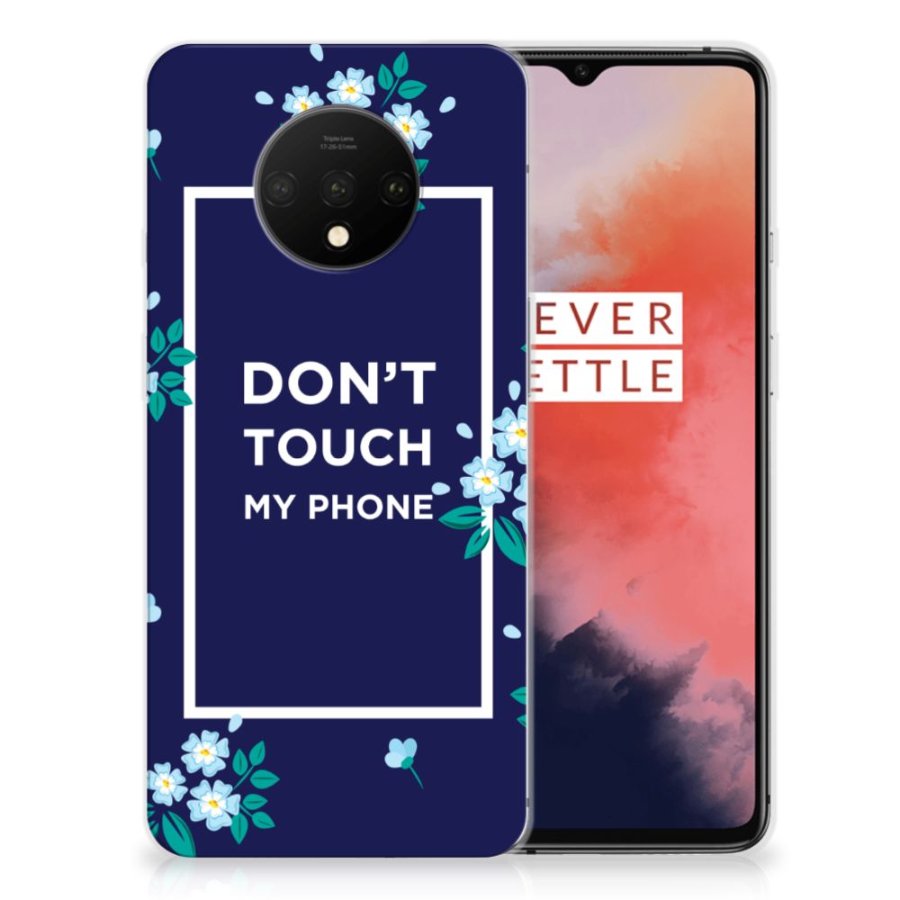 OnePlus 7T Silicone-hoesje Flowers Blue DTMP