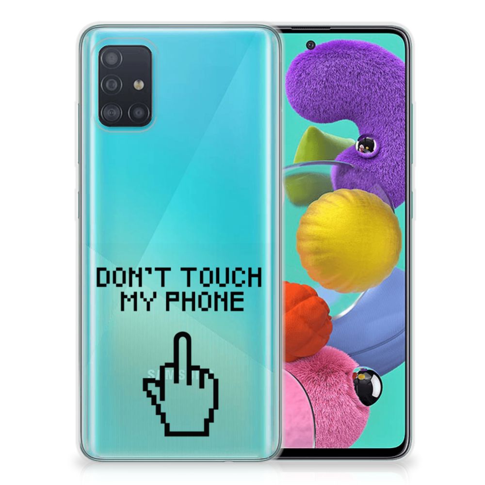 Samsung Galaxy A51 Silicone-hoesje Finger Don't Touch My Phone