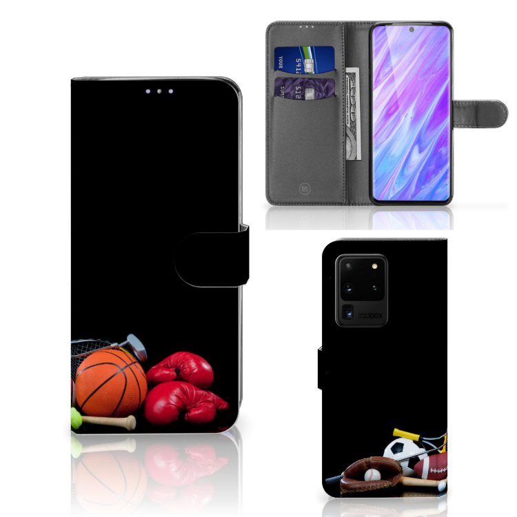 Samsung Galaxy S20 Ultra Wallet Case met Pasjes Sports met sportuitrusting en pasjeshouders