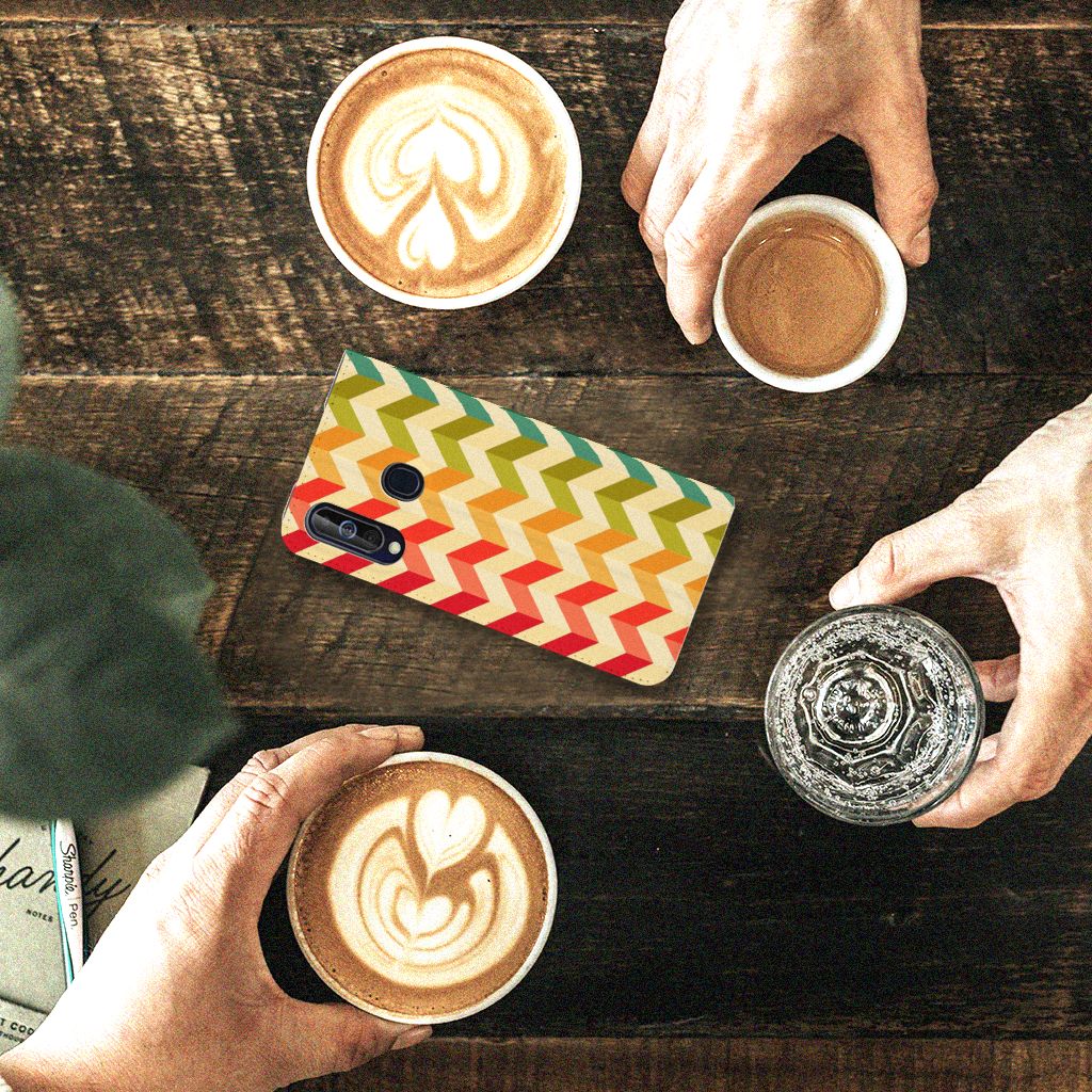 Samsung Galaxy A60 Hoesje met Magneet Zigzag Multi Color