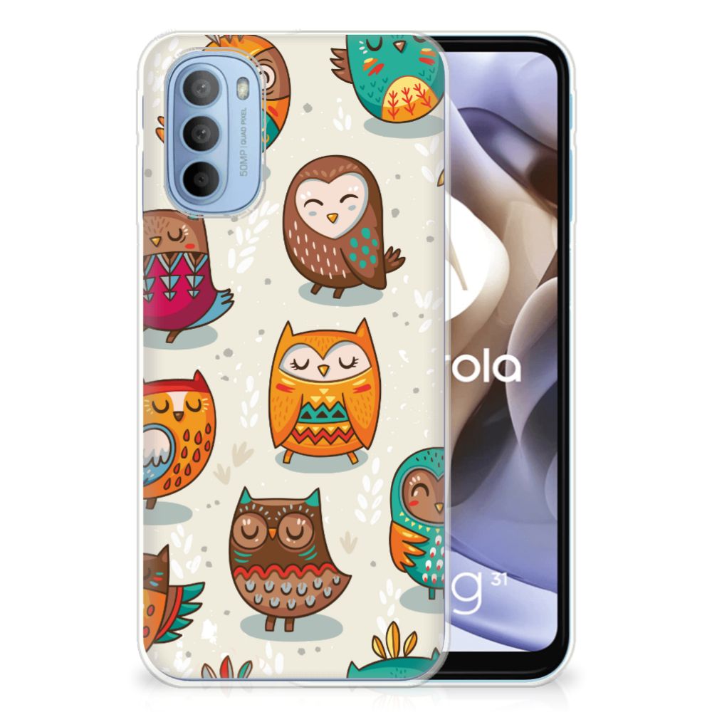 Motorola Moto G31 | G41 TPU Hoesje Vrolijke Uilen