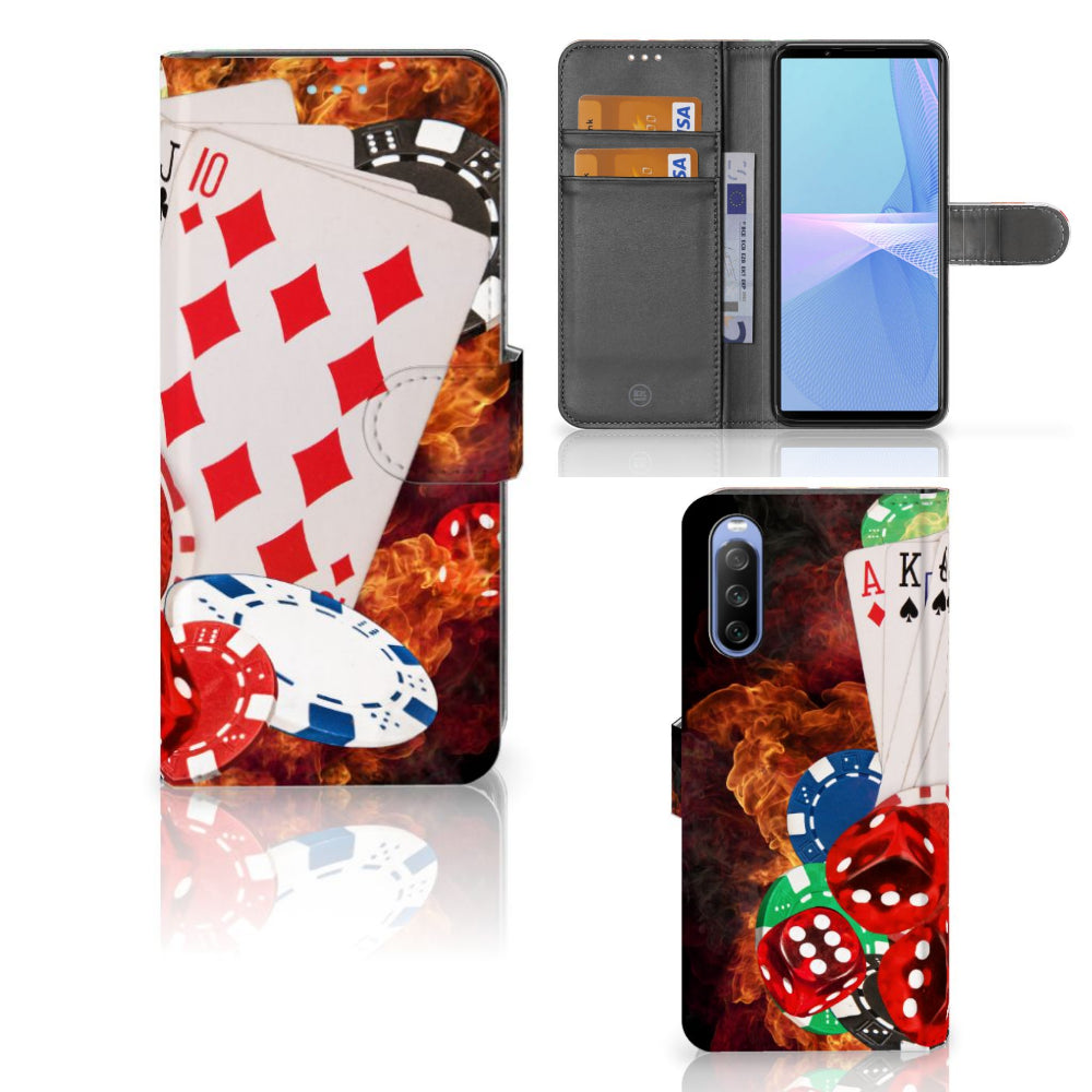 Sony Xperia 10 III Wallet Case met Pasjes Casino