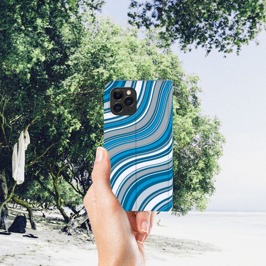 Apple iPhone 11 Pro Hoesje met Magneet Waves Blue