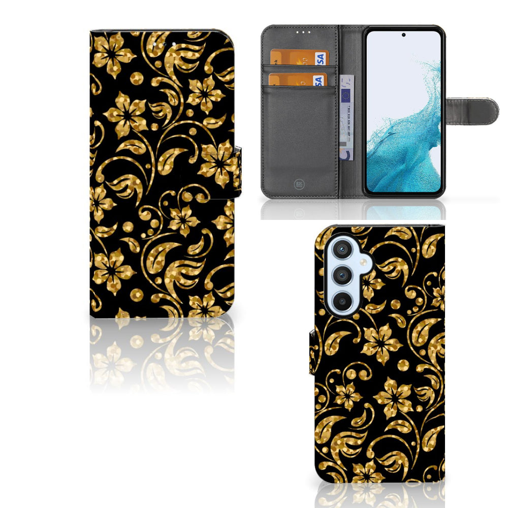 Samsung Galaxy A54 5G Hoesje Gouden Bloemen