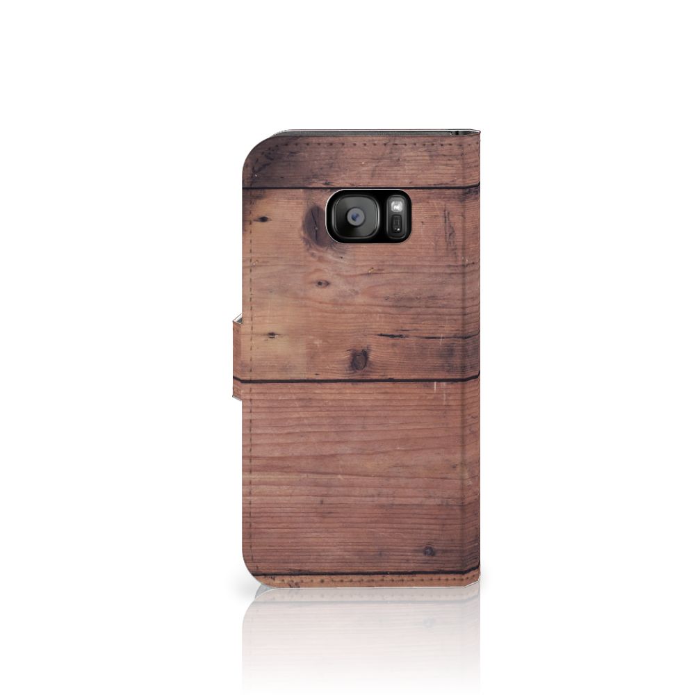 Samsung Galaxy S7 Edge Book Style Case Old Wood