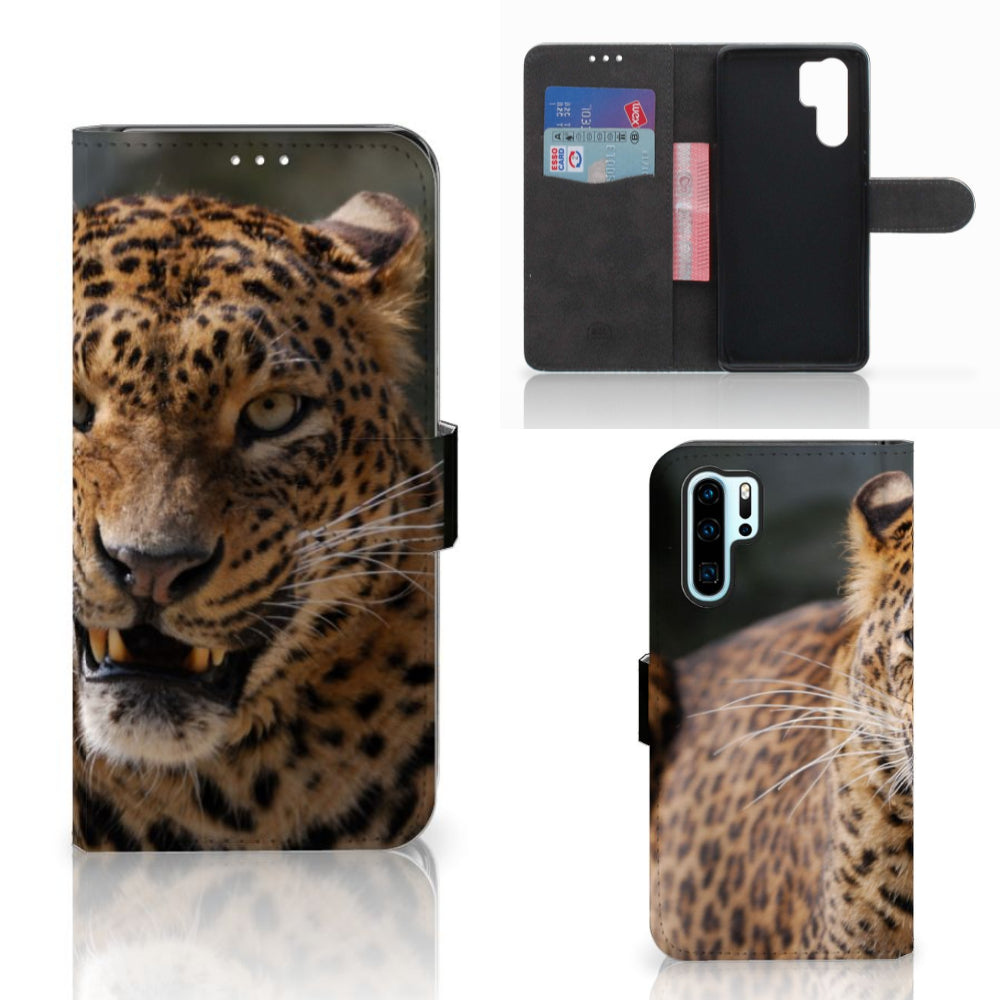 Huawei P30 Pro Telefoonhoesje met Pasjes Luipaard