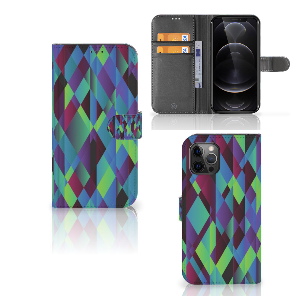 Apple iPhone 12 Pro Max Book Case Abstract Green Blue