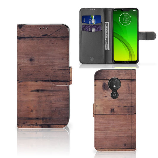 Motorola Moto G7 Power Book Style Case Old Wood