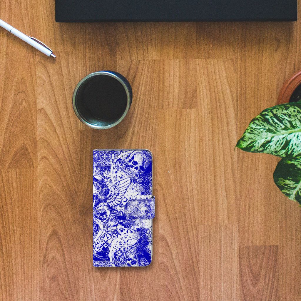 Telefoonhoesje met Naam Alcatel 1B (2020) Angel Skull Blauw