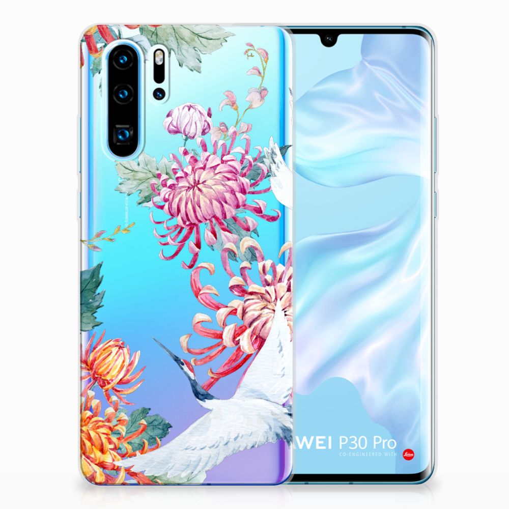 Huawei P30 Pro TPU Hoesje Bird Flowers