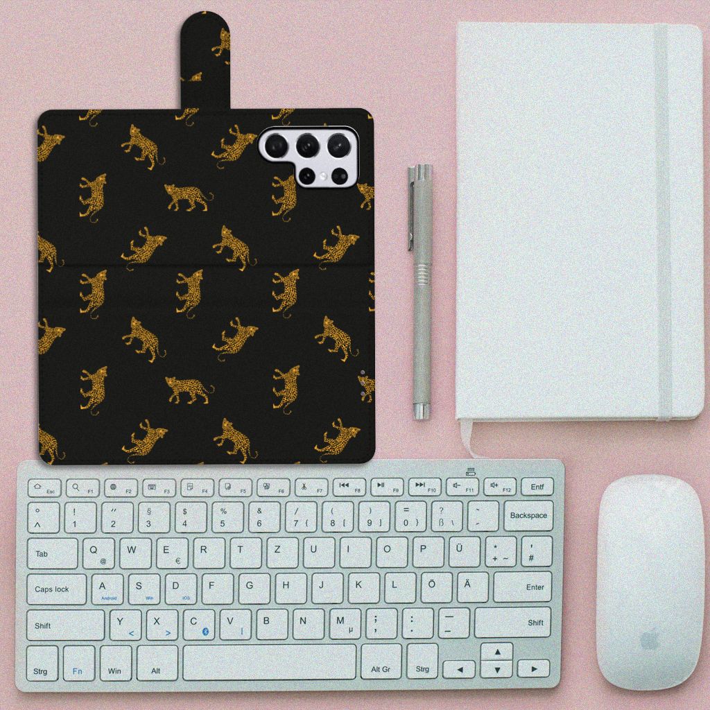 Telefoonhoesje met Pasjes voor Samsung Galaxy S22 Ultra Leopards