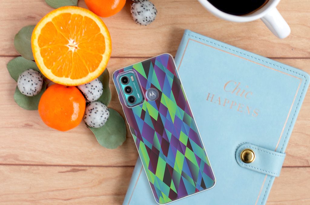Motorola Moto G60 TPU Hoesje Abstract Green Blue B2C Telecom