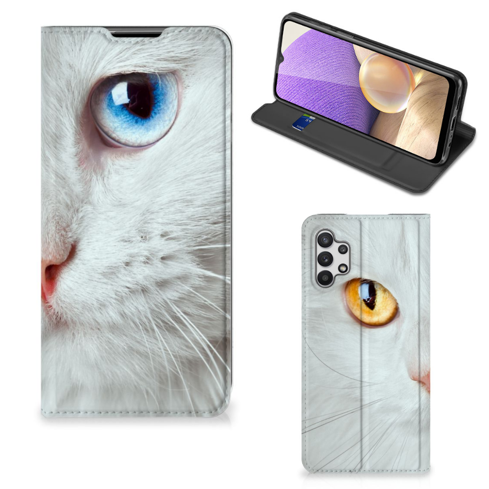 Samsung Galaxy A32 5G Hoesje maken Witte Kat - B2C Telecom