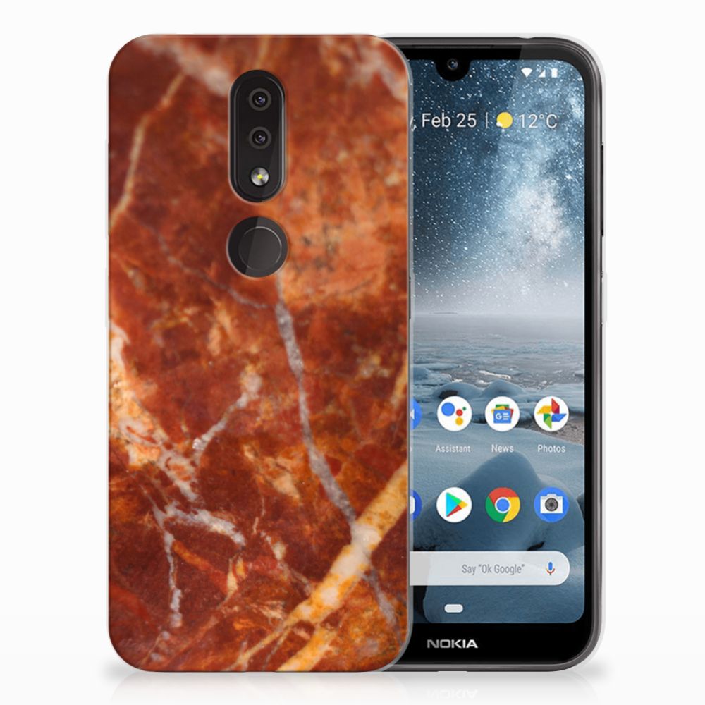 Nokia 4.2 TPU Siliconen Hoesje Marmer Bruin