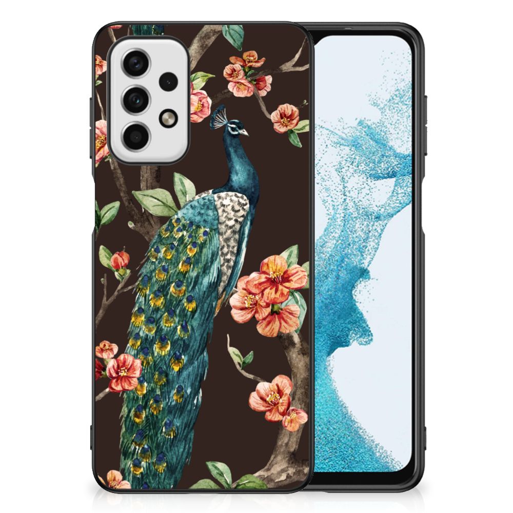 Samsung Galaxy A23 Dierenprint Telefoonhoesje Pauw met Bloemen B2C Telecom