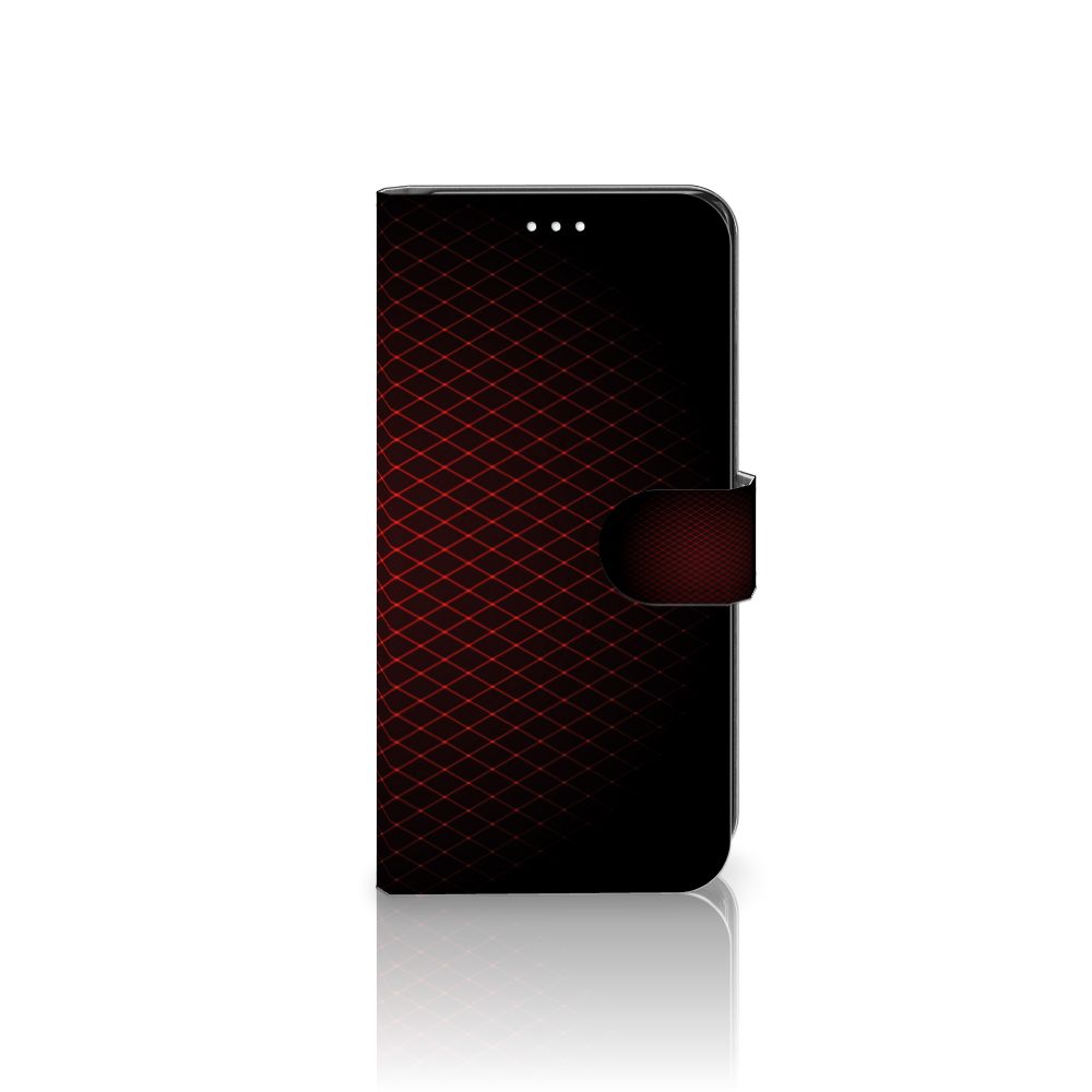 Samsung Galaxy S21 FE Telefoon Hoesje Geruit Rood met minimalistisch design en ruimte voor 3 pasjes.
