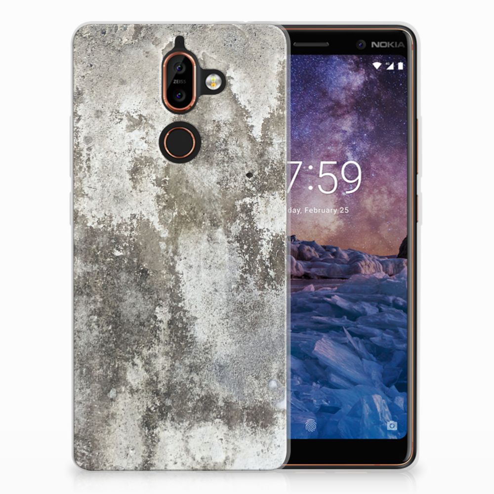 Nokia 7 Plus TPU Siliconen Hoesje Beton Print