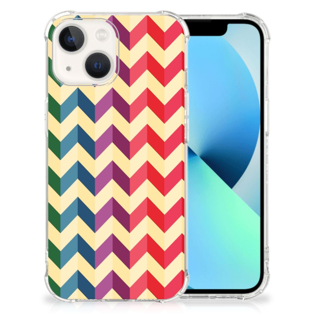 iPhone 13 Doorzichtige Silicone Hoesje Zigzag Multi Color B2C Telecom