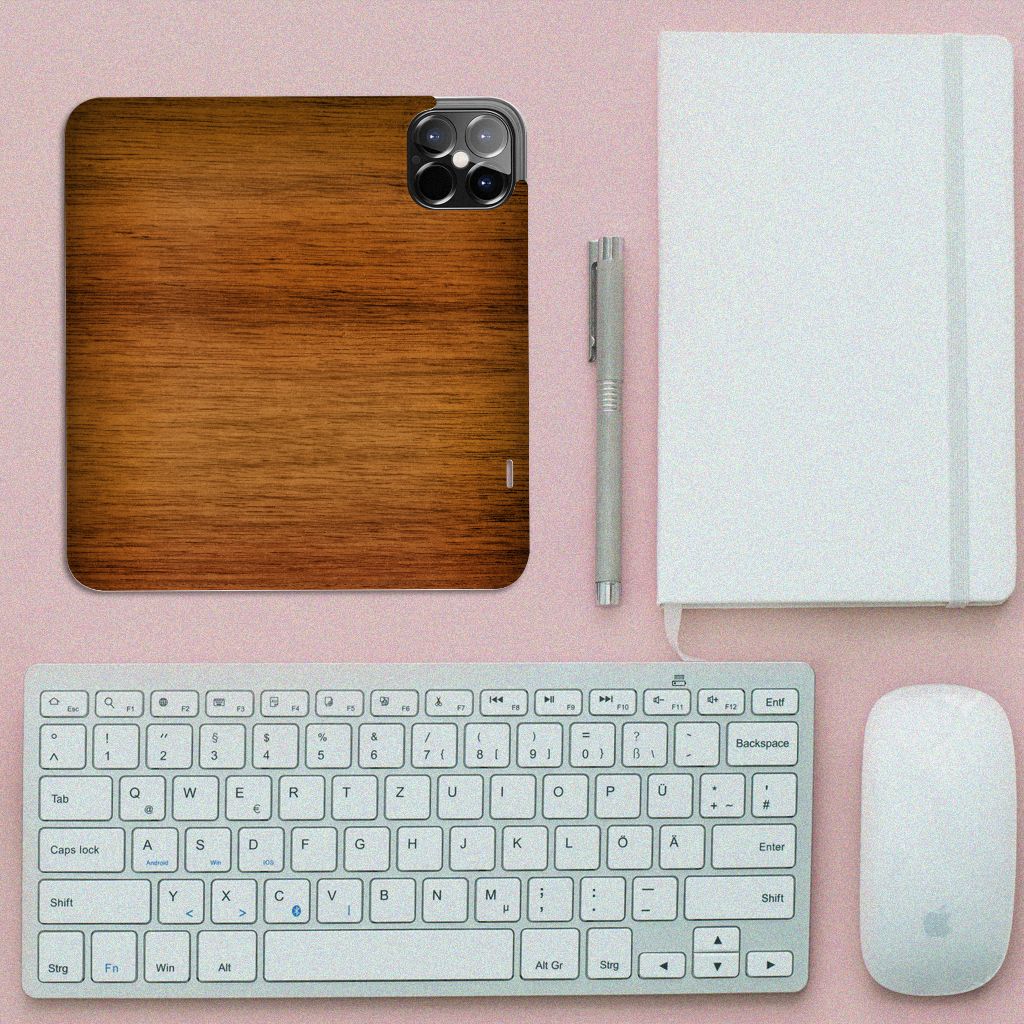 iPhone 12 Pro Max Book Wallet Case Donker Hout - B2C Telecom