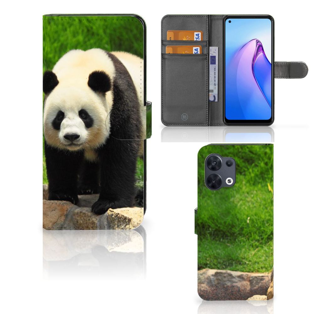 OPPO Reno8 Telefoonhoesje met Pasjes Panda