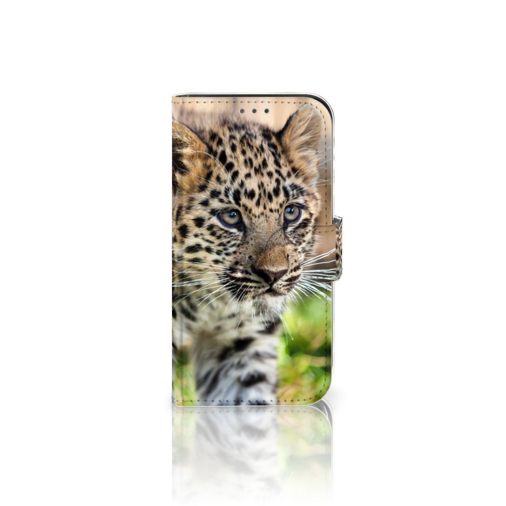 Apple iPhone 12 Mini Telefoonhoesje met Pasjes Baby Luipaard