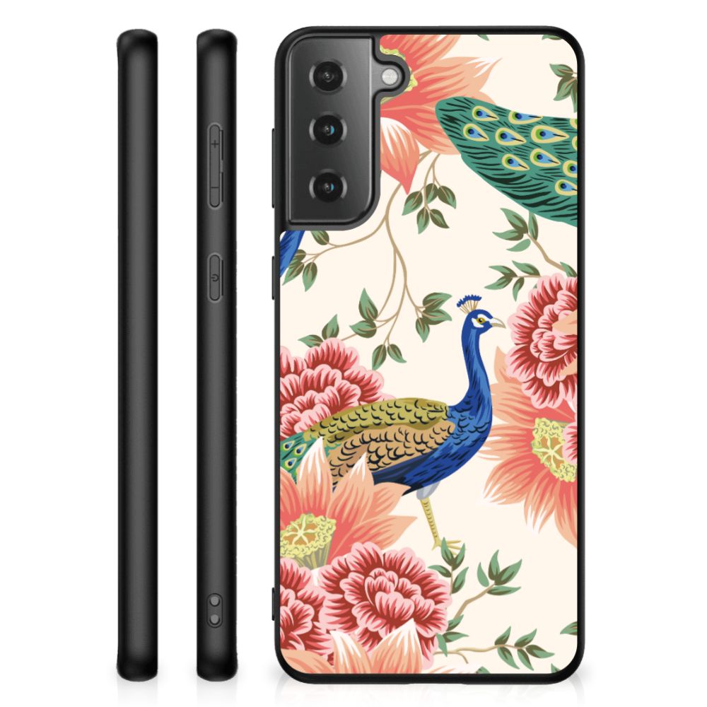 Dierenprint Telefoonhoesje voor Samsung Galaxy S21 Plus Pink Peacock B2C Telecom