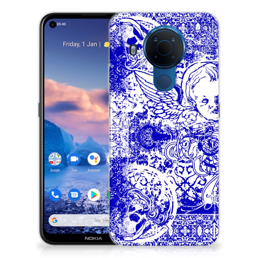 Silicone Back Case Nokia 5.4 Angel Skull Blauw