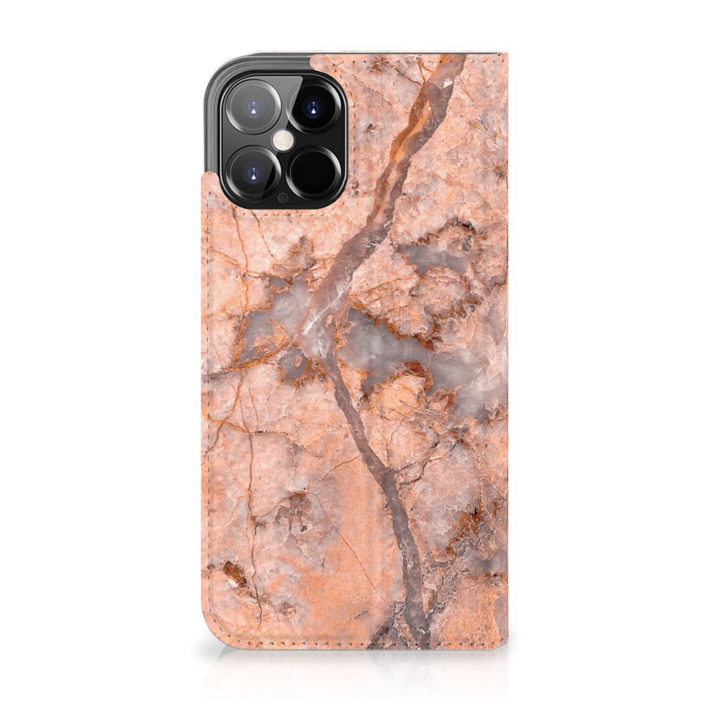 iPhone 12 Pro Max Standcase Marmer Oranje