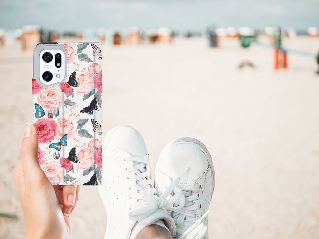OPPO Find X5 Pro Smart Cover Butterfly Roses - B2C Telecom