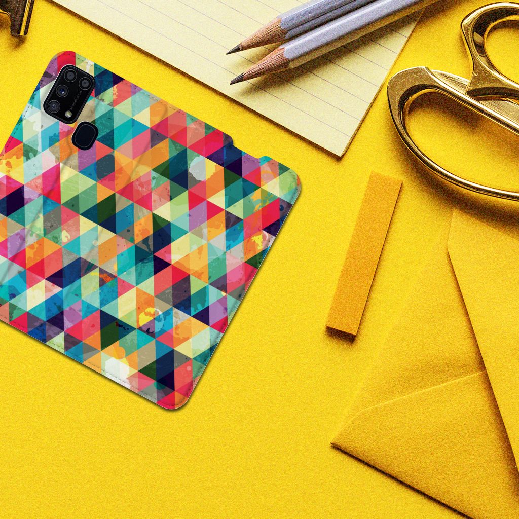 Samsung Galaxy M31 Hoesje met Magneet Geruit - B2C Telecom