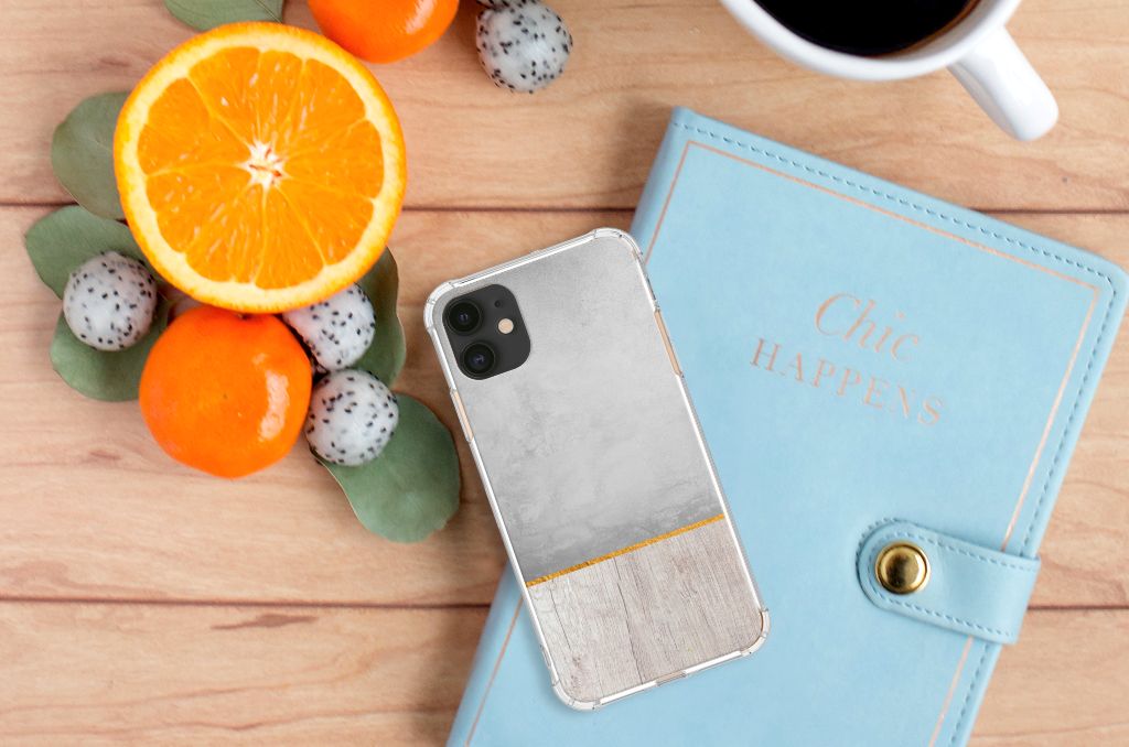 Apple iPhone 11 Stevig Telefoonhoesje Wood Concrete