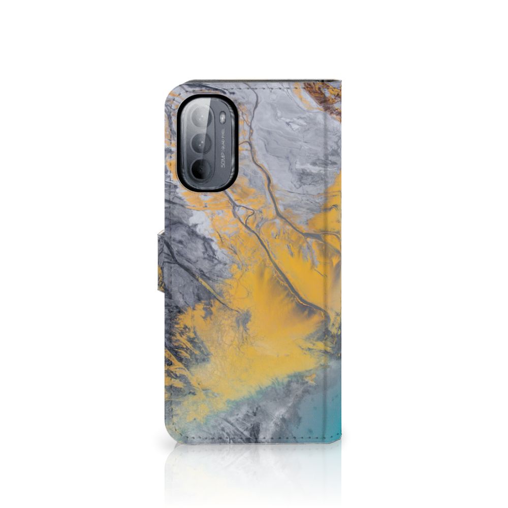 Motorola Moto G31 | G41 Bookcase Marble Blue Gold