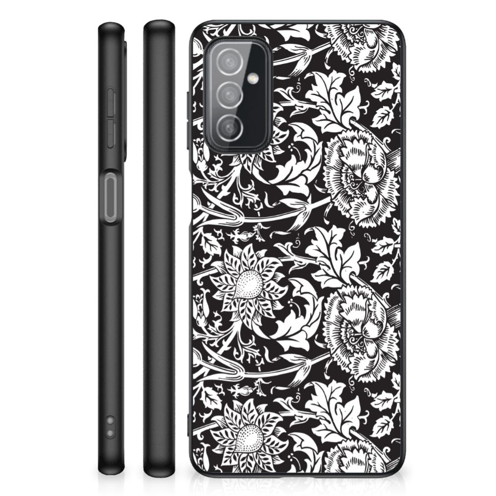 Samsung Galaxy M52 Bloemen Hoesje Black Flowers B2C Telecom