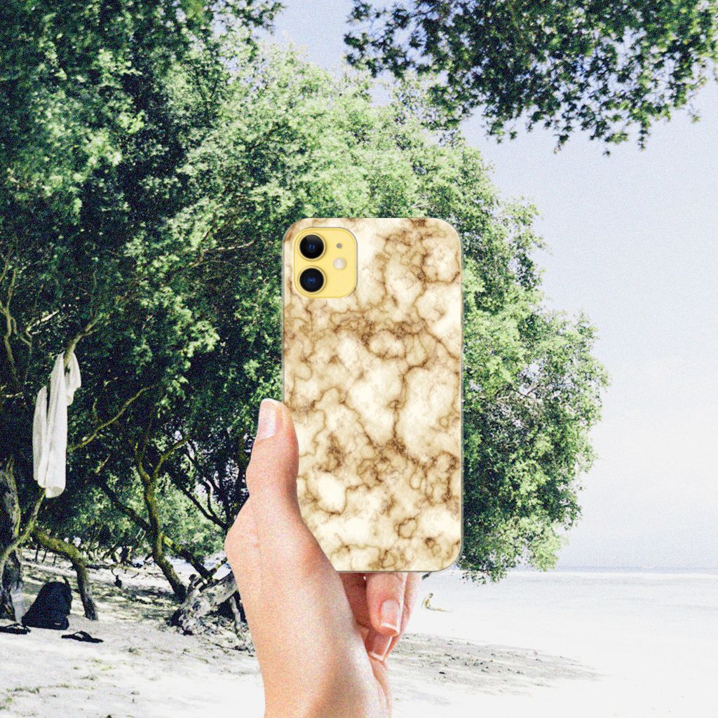 Apple iPhone 11 TPU Siliconen Hoesje Marmer Goud