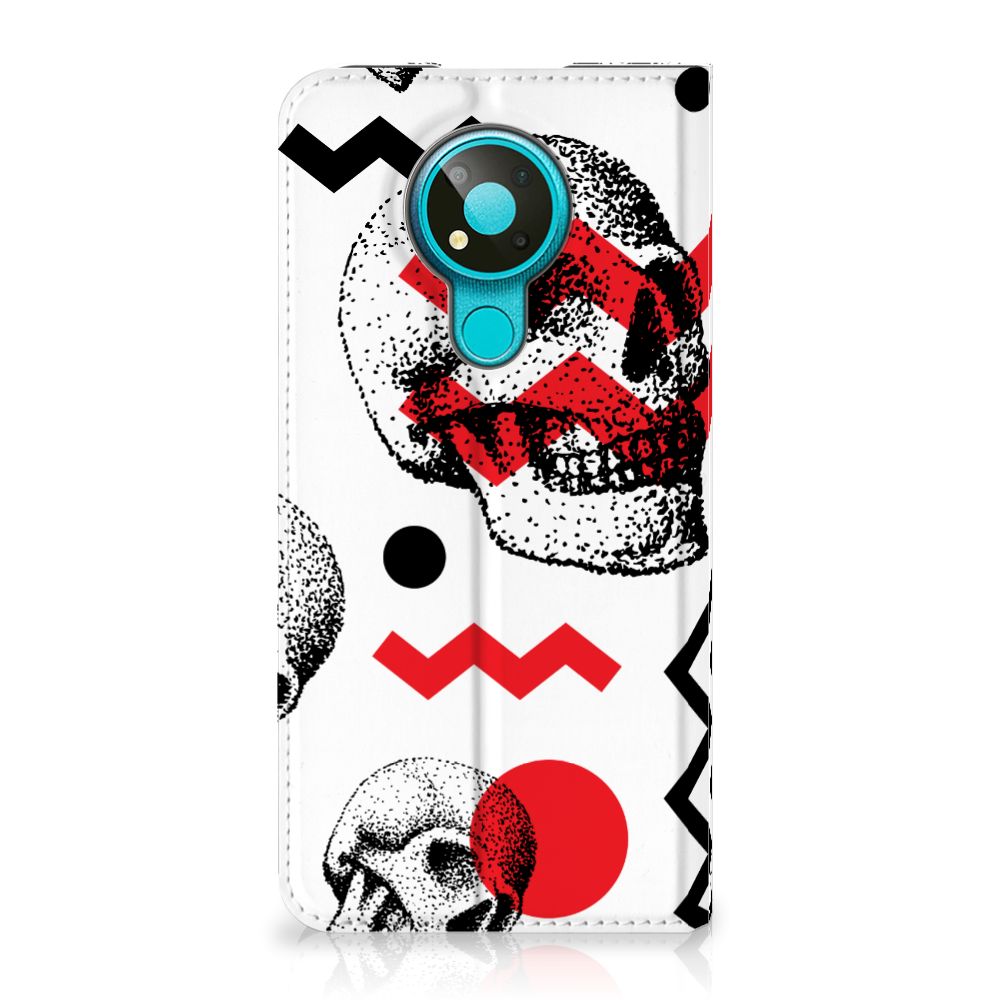 Mobiel BookCase Nokia 3.4 Skull Red - B2C Telecom