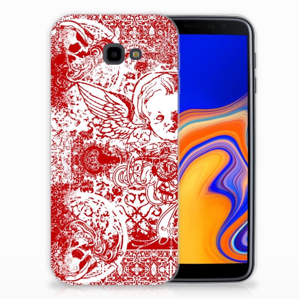 Silicone Back Case Samsung Galaxy J4 Plus (2018) Angel Skull Rood