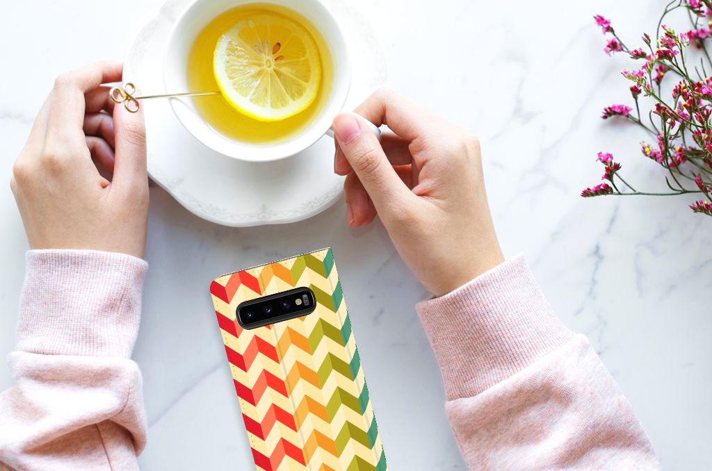 Samsung Galaxy S10 Hoesje met Magneet Zigzag Multi Color